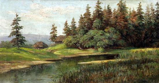 Polenov (Russian School) Rustic landscape, 8.5 x 15.5in.